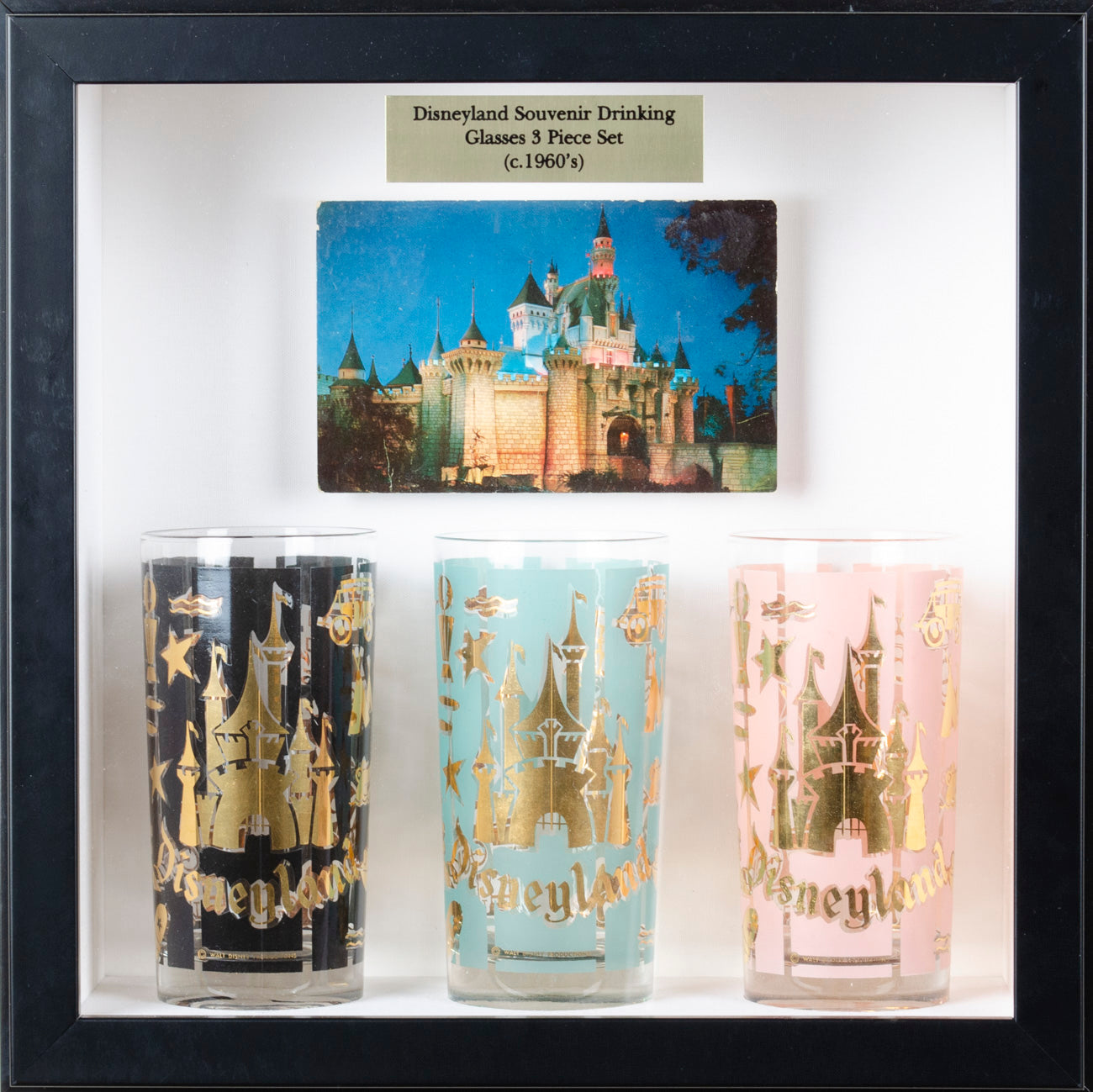 Disneyland Souvenir Drinking Glasses 3 Piece Set c.1960s